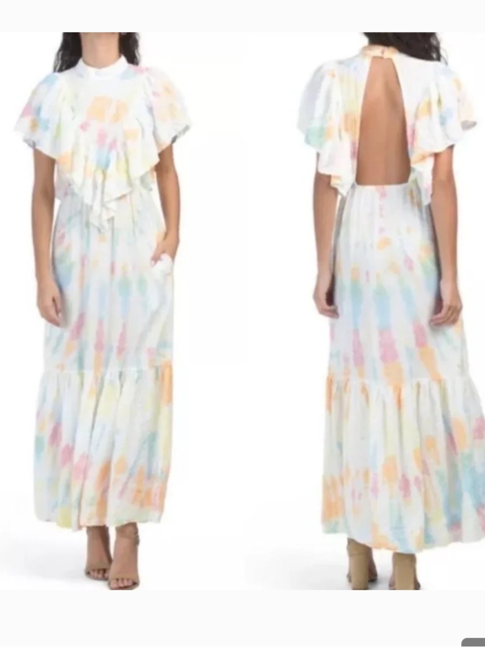 Young Fabulous & Broke womans YFB Cruz Ruffled Dress Tie Dye size M